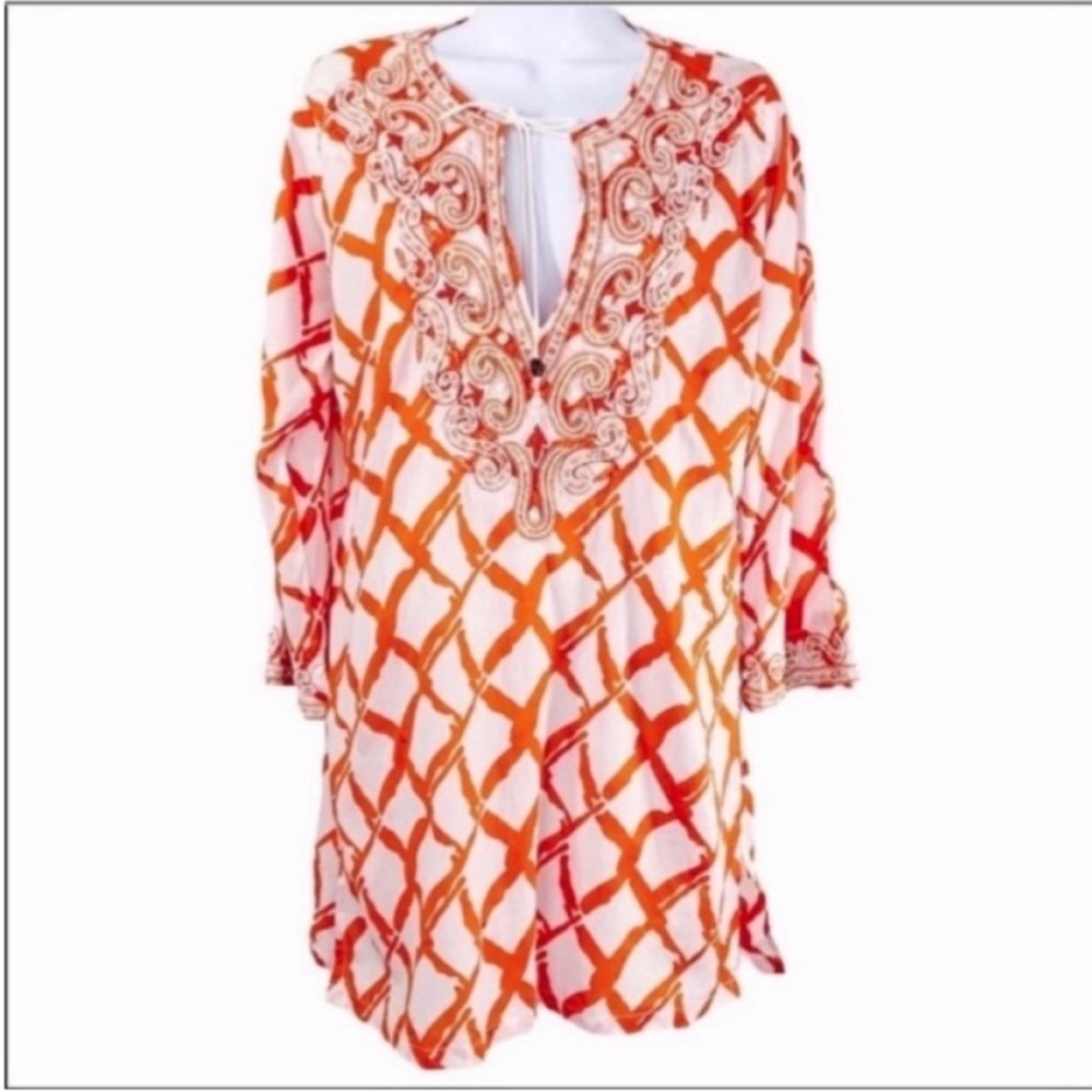 BARBARA GERWIT tunic blouse top S orange